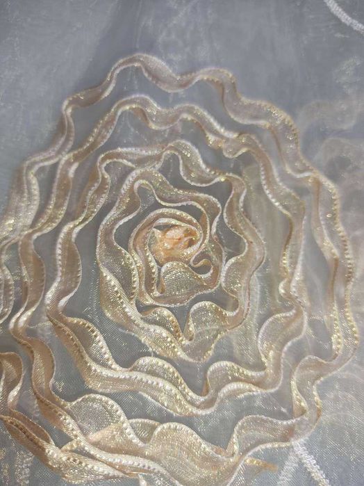 Шифоновый тюль с цветами, б/у