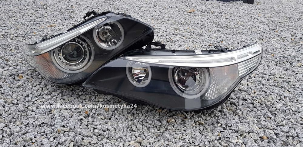 Reflektory BMW E60 E61 przedlift pre lci BI LED ringi COTTON SMD Hella