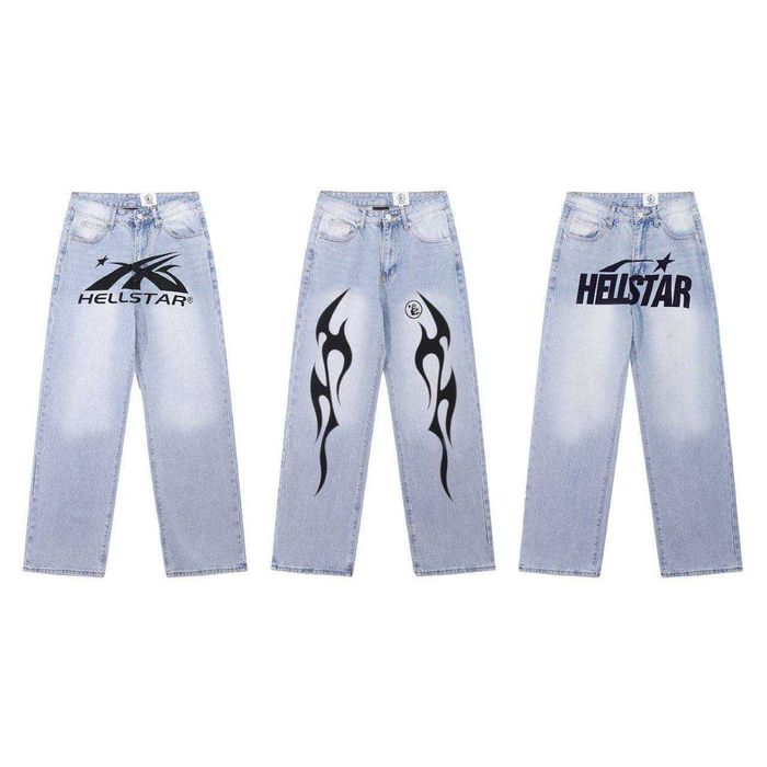 Джинси Hellstar Baggy | Джинсы Хеллстар широкие светлые | Hellstar Jeans | Hellstar Baggy Jeans | Tribal Print Jeans | Light Jeans | Wide Leg Pants |