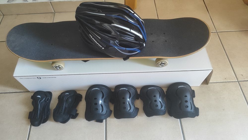 Skate Ericeira Screw Green 8,5" com equipamente de proteção