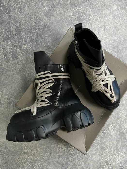 Ботинки Rick Owens Mega Laces Tractor boots Черные ботинки: 9 999