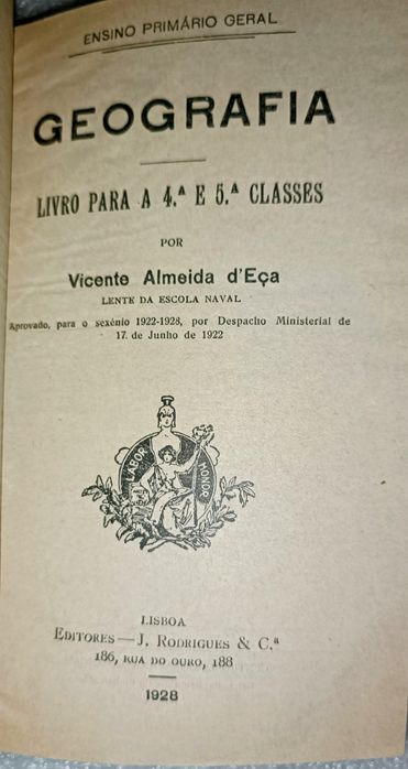 Livrio antigo de geografia com mapa desdobrável Angola 1928