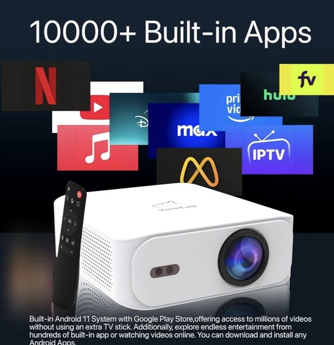 Video Projetor Inteligente Venircool C1, foco automatico wifi/bluetooth dual