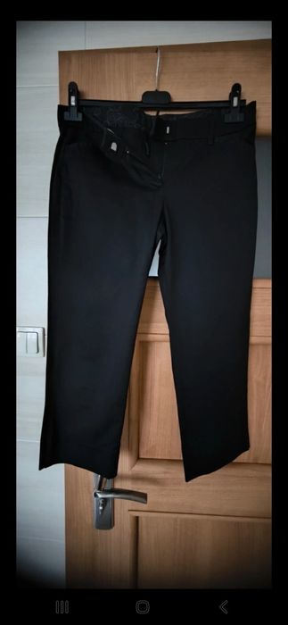 Spodnie rybaczki czarne materiałowe 40 L Naf Naf