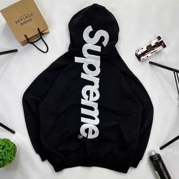 supreme Худи  Supreme Big logo суприм Худак кофта биг лого бомбер балахон Satin Appliqué