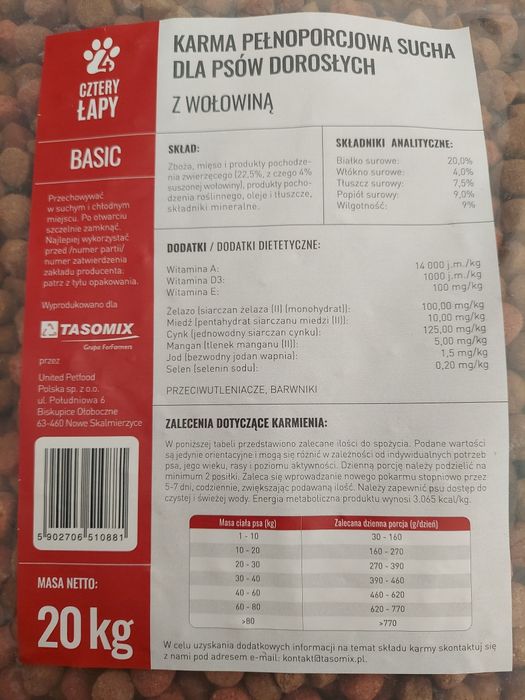 Sucha karma dla psa worek 20kg