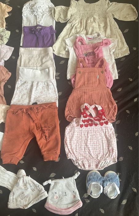 Paka paczka ubranek dla dziewczynki noworodka 50 56 62 H&M Next Baby
