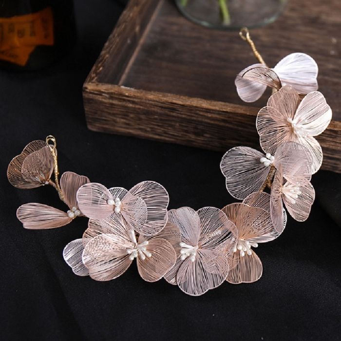 Ozdoba do wlosow pudrowy róż + złoto