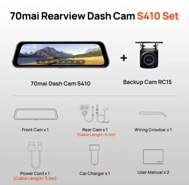 Зеркало видеорегистратор Xiaomi 70mai Rearview Dash Cam S410