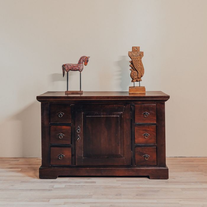 Szafka RTV stara Komoda mała kolonialna z szufladami drewno egzotyczne