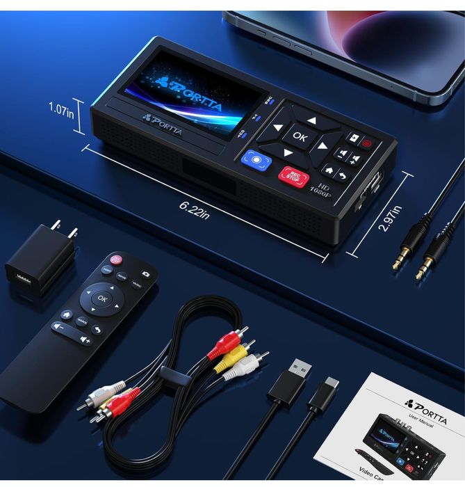 Konwerter VHS na format cyfrowy Portta z pilotem konwerter wideo