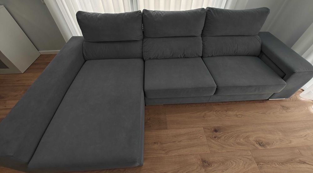 Sofá Luna 3 lugares + chase esquerda Cinza