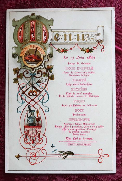 Entroncamento 1887 menu almoço Príncipe D. Carlos ida a Tancos, raro