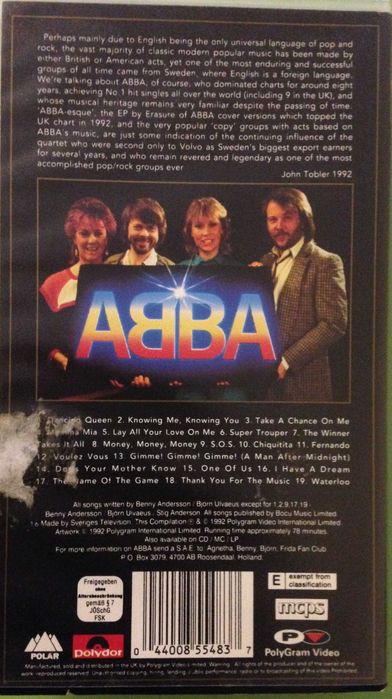 Cassete VHS "ABBA - Greatest Hits"