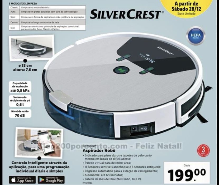 Aspirador Robot robo robô vacuum cleaner Silvercrest SSRA1 Lidl