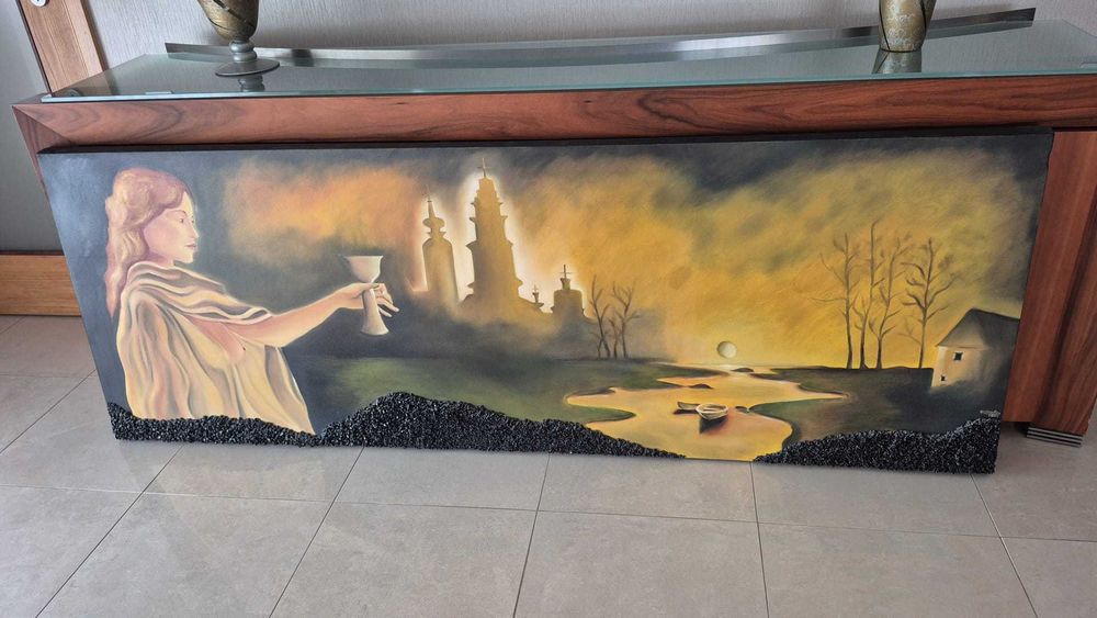 Quadro de sala original, pintado à mão por designer interiores