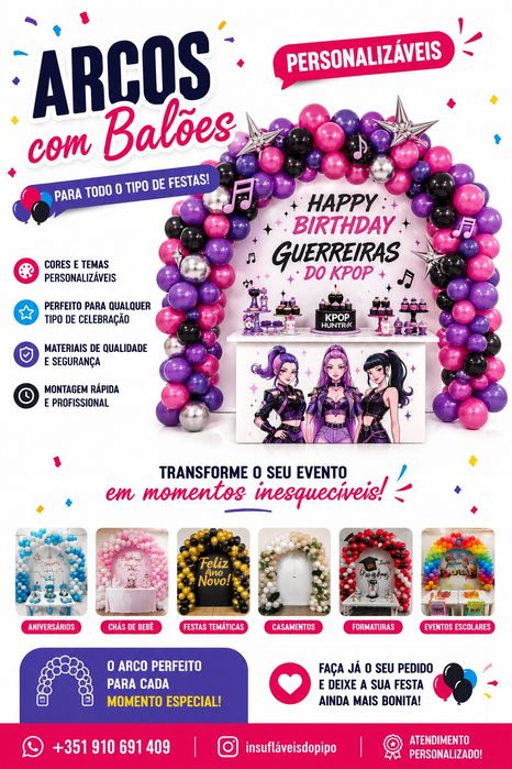 Arcos de balões personalizáveis