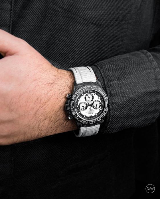 Rolex Daytona karbon pasek tekstylno Skórzany