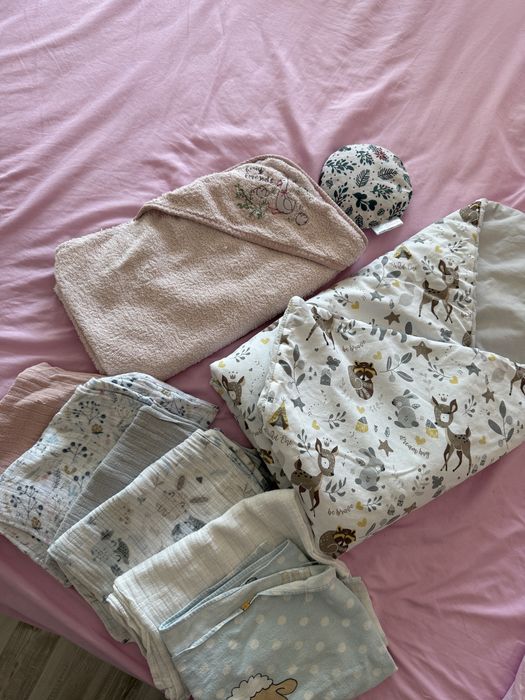Zestaw dla niemowlaka recznik rozek pieluszki termofor