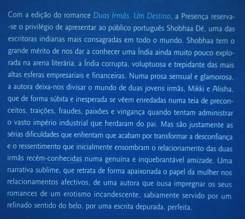Duas Irmãs Um Destino de Shobhaa Dé