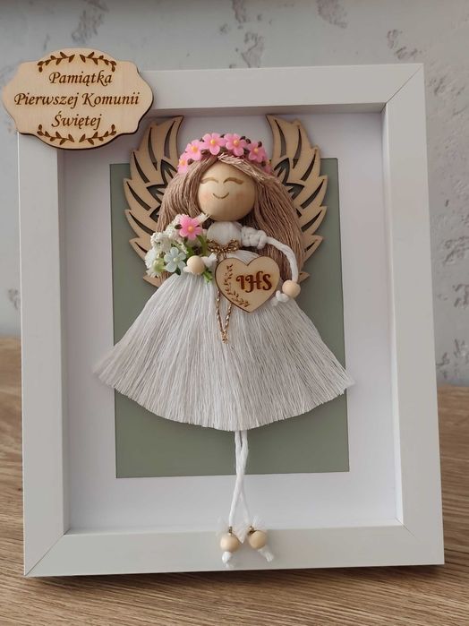 Anioł Stróż makrama chrzciny , komunia, urodziny