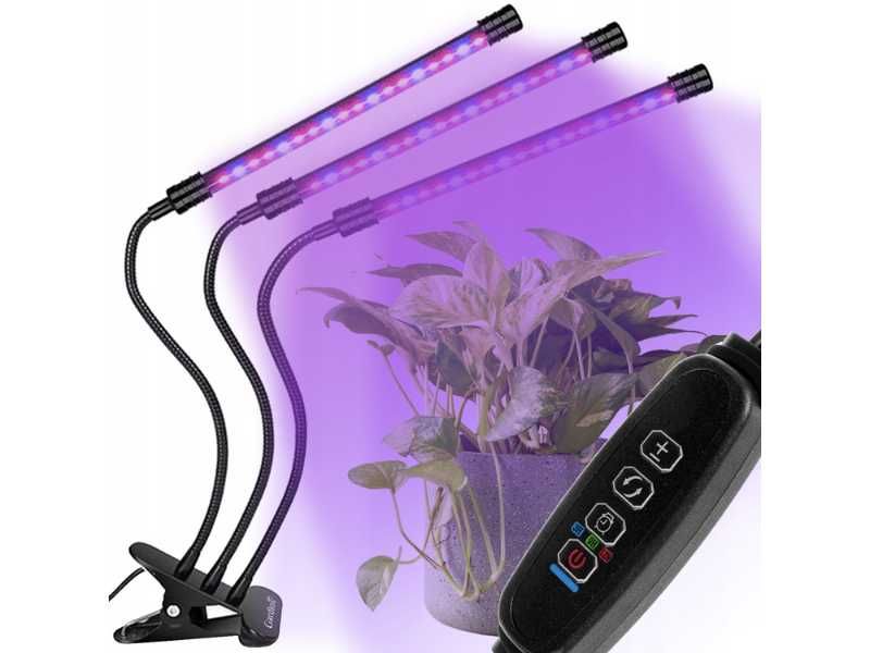 3 x Lampa do Wzrostu Roślin 60 LED Timer + Pilot