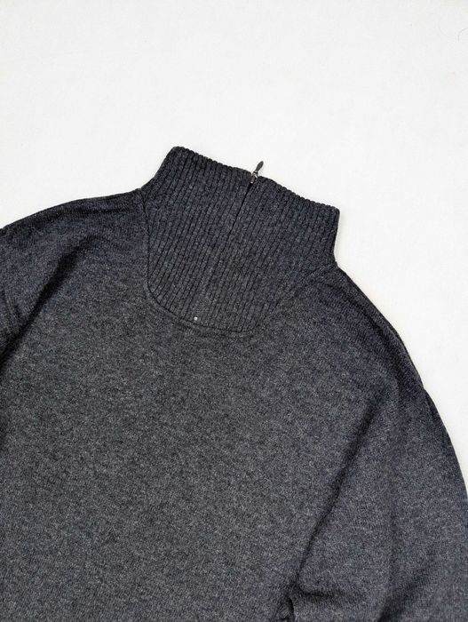 M&S szary sweter golf half zip L wełna jagnięca