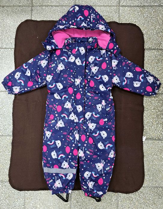 Kombinezon jednoczęściowy zimowy narciarski na sanki 98 granat misie