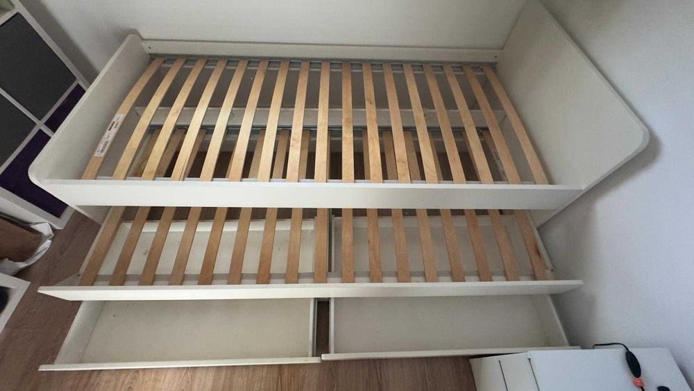 Cama solteiro dupla com gavetas