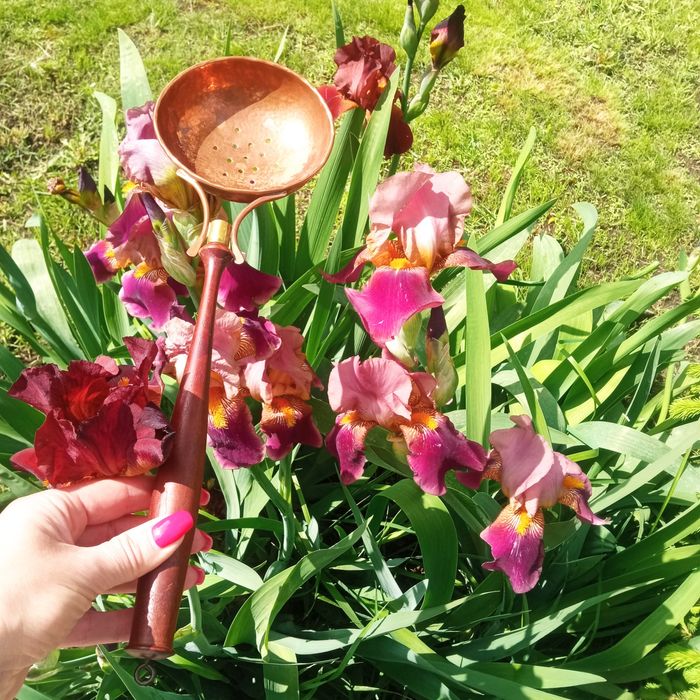 Шумовка из меди с деревянной ручкой