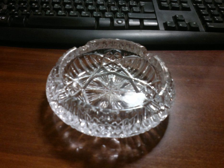 Пепельница хрустальная Попільничка. чешский хрусталь времен СССР.