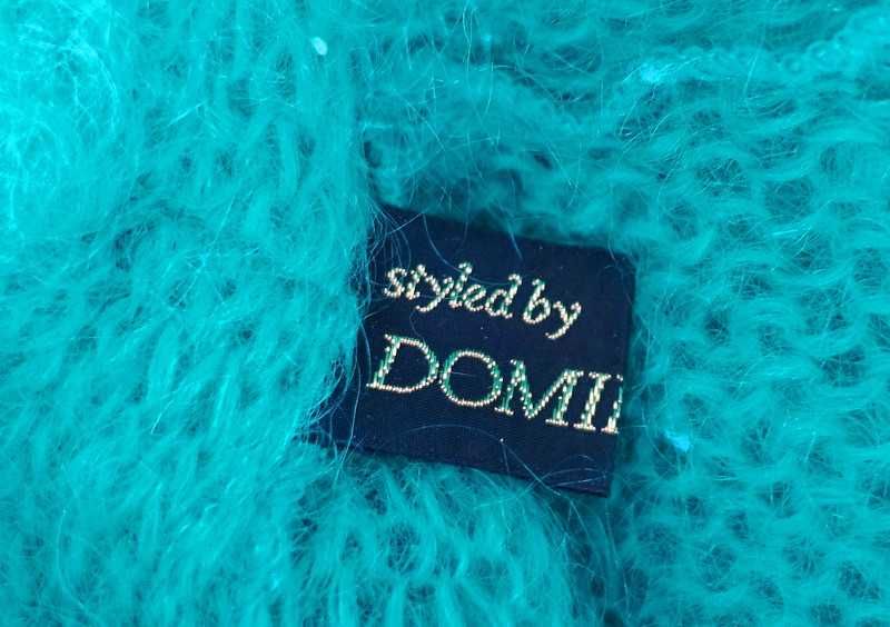 Styled by Dominique szmaragdowy morski kardigan 80% moher handmade cud