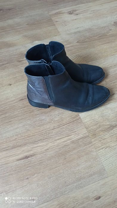 Kozaczki/Botki roz 39 czarne, skóra