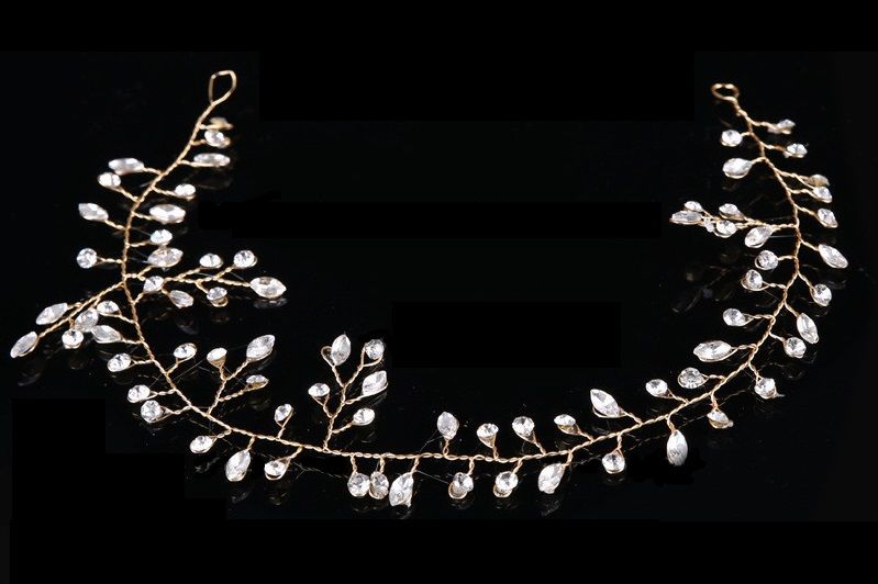 Ozdoby ślubne do włosów, złoto + kryształy