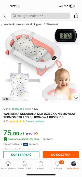 Wanienka składana z termometrem + dodatki