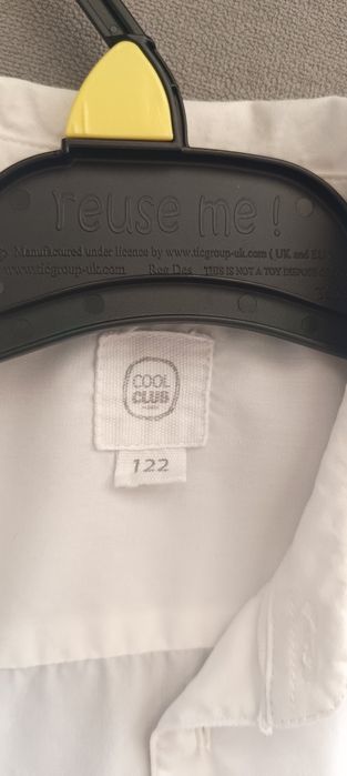 Koszula dla chłopca biała długi rękaw bez kieszonki  r.122