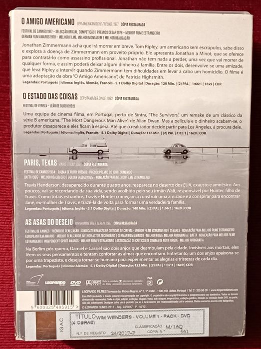 Wim Wenders "Box Vol. I" (4 filmes restaurados) RARO