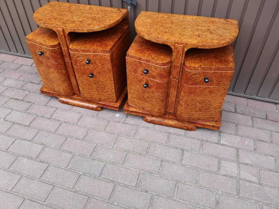 Stoliki Szafki Nocne Art Deco Politura Orzech -Unikat Stare Antyk .