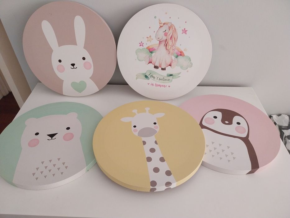 Lote de 5 quadros para quarto de bebé  / criança