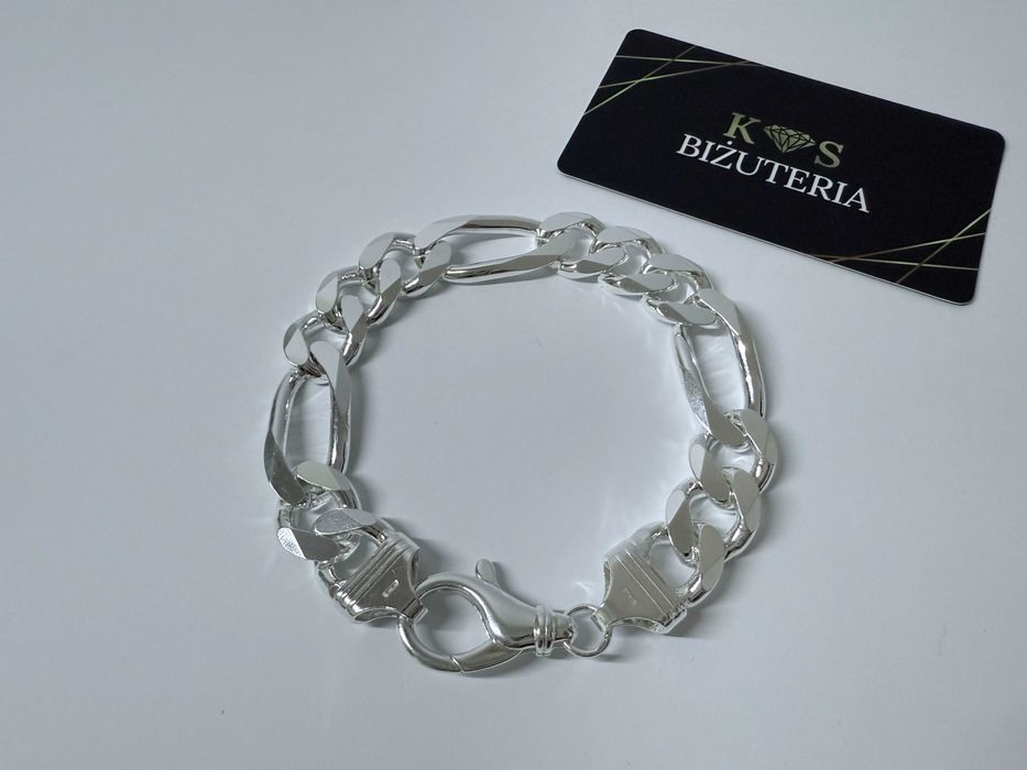 Srebrna Bransoletka Figaro 25,5 CM 84 Gram jak NOWA ! PR. 925 Okazja !