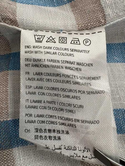 Lniana koszula Gant w kratkę, 100% len, beżowo-niebieska, L