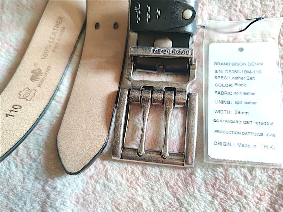 Кожаный мужской ремень Bison Denim (Double Prong Buckle)