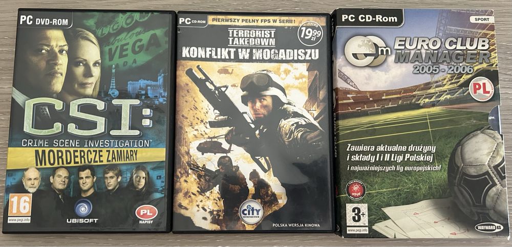 Sprzedam 3 gry na PC widoczne na zdjęciu