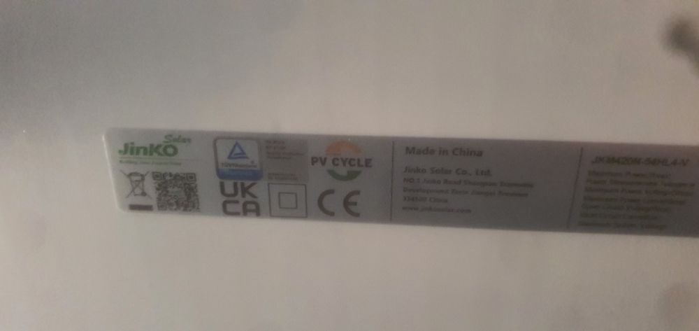 Sprzedam 5 paneli słonecznych Jinko 420W