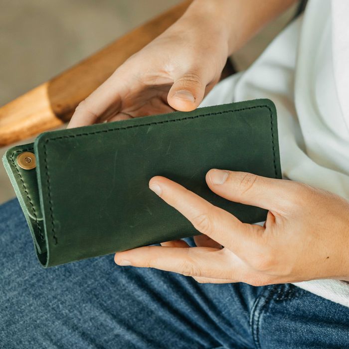Чоловіче портмоне шкіряне Longer зелене