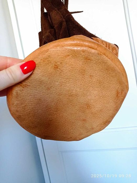 torebka ręcznie szyta skóra naturalna i zamszowa