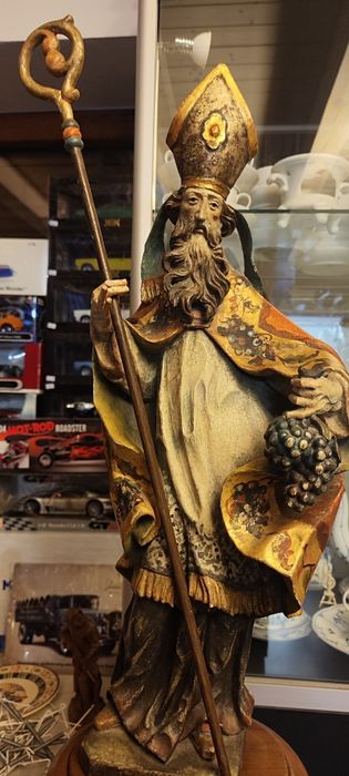 Figura Świętego  Biskup z drewna polichromia 65cm