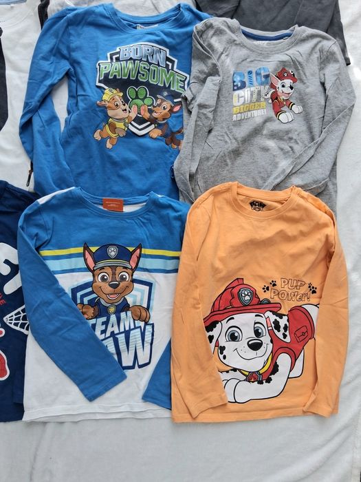Zestaw 8 bluzek 128 bluzka chłopięca koszulka t-shirt longsleave
