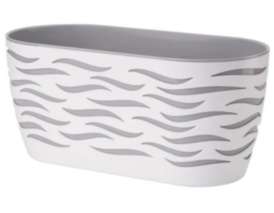 Doniczki białe z szarym wzorem 3 szt.