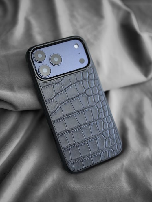 (Всі моделі) Чохол для iPhone з натуральної італійської шкіри (сірий)